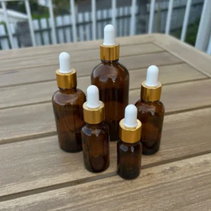 Flacon pour huile essentielle en verre marron ambré avec pipette