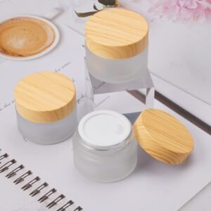 Pot en verre poli rond pour cosmétiques